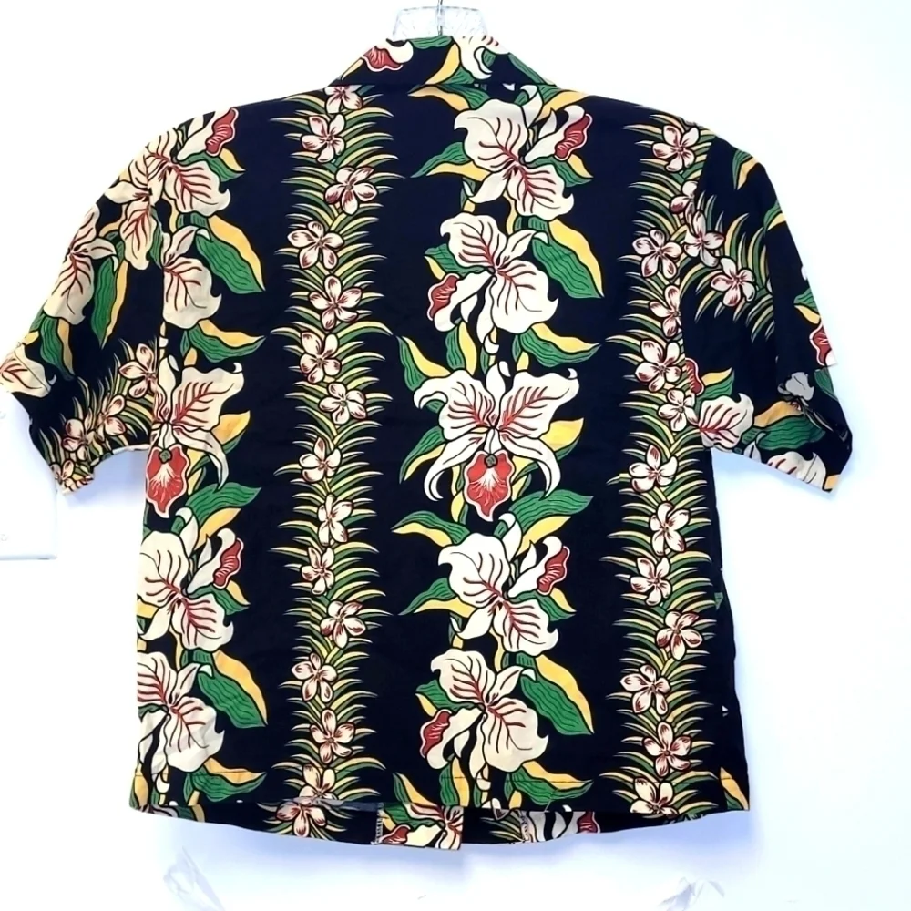 Pau Hana Hawaii Black Floral Matching Shirt And Short Hawaiian Outfit Size M